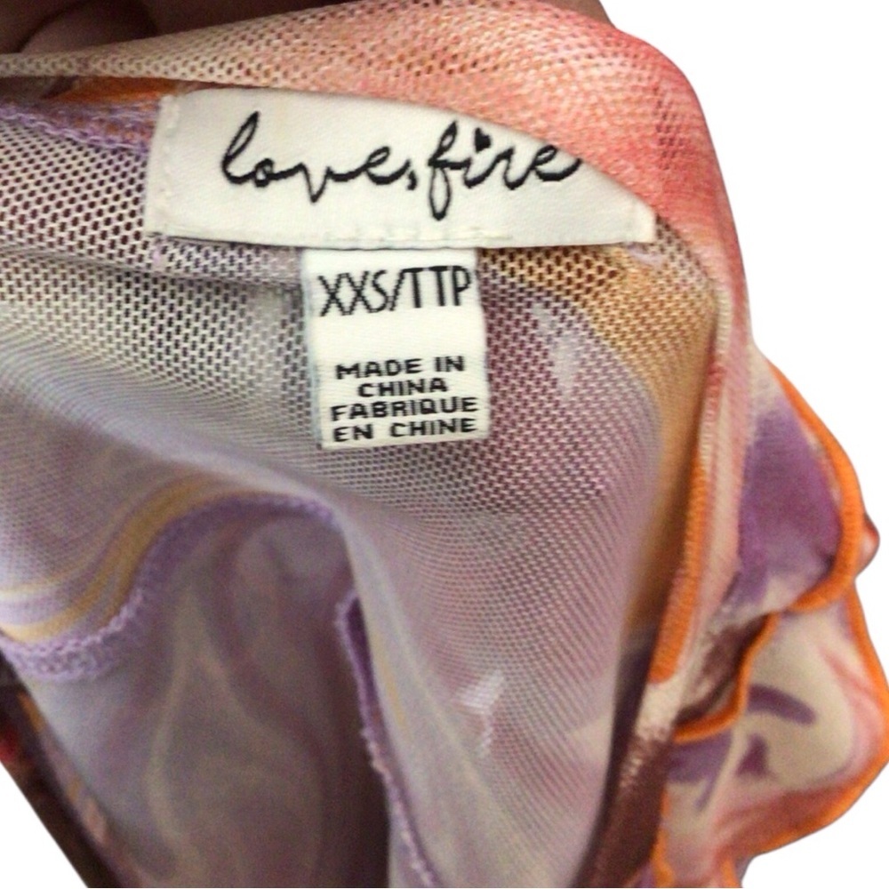 love, Fire Multicolor Swirl Crop Top Sheer size xxs - Picture 4 of 4